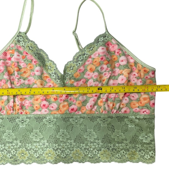 Bralette Lace Cami Mint Green Floral Set Size Large - Picture 9 of 14